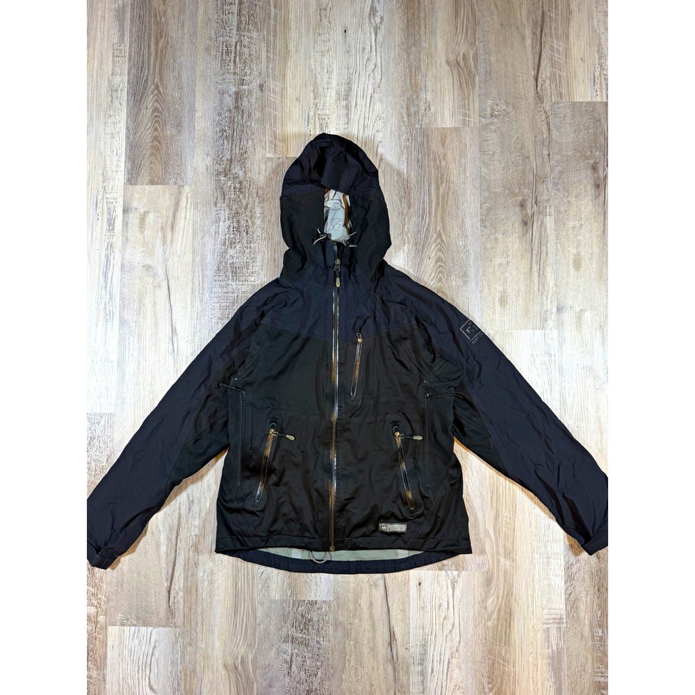 2000s REI Elements E1 Women's Softshell Hooded Full Zip Jacket Black Gray Size M